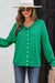 Pulsante a maglia a maglia a maglia con maglia ridotta verde brillante cardigan