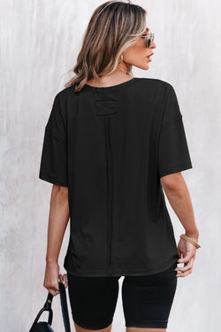Camiseta de gran tamaño de costura de costura cruda