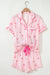 Floral Print Contrast Pipping Short Pajamas Set