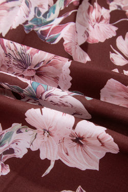 Orange Floral Puff Sleeve Lightweight Shirt