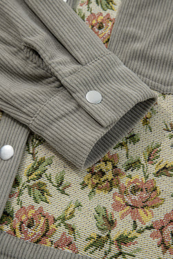 Giacca da camicia floreale retrò a costola di argilla