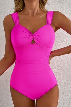 Costume da bagno con un pezzo senza backknot rosa rosa brillante.