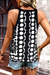 Black abstract Dot Flower Print Tank Toque