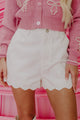 Sail Blue Shorts de jean de la taille haute de l'ourlet feston