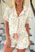 Floral Print Contrast Pipping Short Pajamas Set