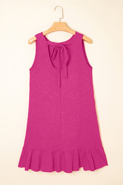 Ashleigh Blue Knot Sbope Back Ruffle Hem Mini Mini Vestido