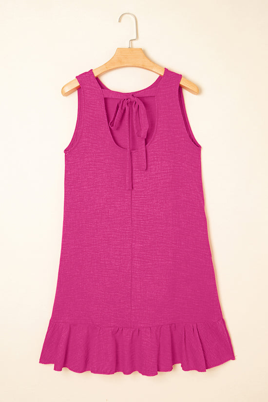 Ashleigh Blue Knot Sbope Back Ruffle Hem Mini Mini Vestido