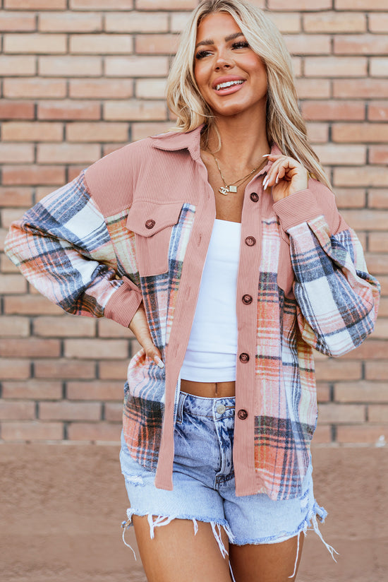 Patchwork Patchwork Patchwork à plaid rose clair Pocket Pocket