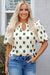 Black Polka Dot Stampa giogo a shirted coglione manica a palloncini.