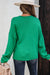 Pulsante a maglia a maglia a maglia con maglia ridotta verde brillante cardigan