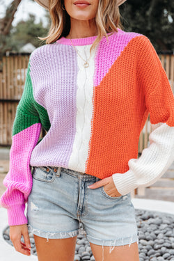 Desert Gold Color Block Tagued Knit Drop Scala sciolta