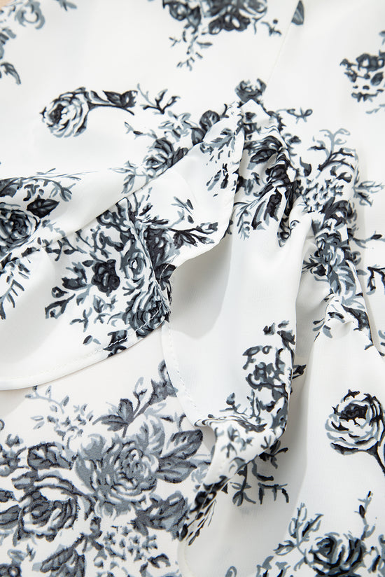 Sky Blue Boho Floral High Bruffer Maxi Skirt
