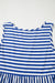 Sky Blue Stripe U Neck Maneveless Fit Fit Mini Vestido