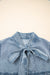 Beau Blue Bowknot Neck sin mangas con volantes Vestido de chambray
