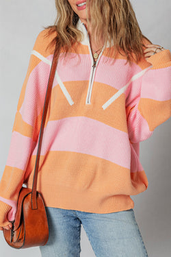 Stripe arancione collock mezza maglione oversize