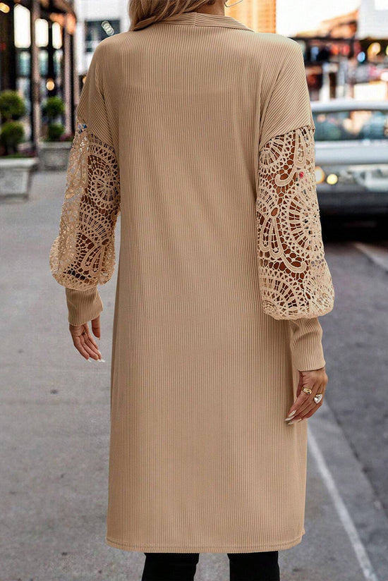 Piccellatura in pizzo patchwork a costine a costine aperta Duster Cardigan