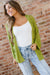 Spinach Green Oversize Crochet Knit Open Cardigan