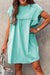 Menta verde brimele fritturato collo sciolto mini abito