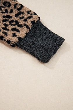 Giacca tasca laterale con cerniera con cerniera con stampa leopardata kaki