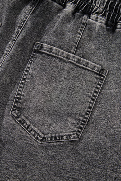 Pantalones cortos de mezclilla de alta cintura con cordón de alta altura con bolsillos