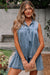 Beau Blue Bowknot Neck sin mangas con volantes Vestido de chambray