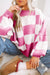 Maglione a strizzatura a scacchi kaki