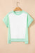 Bloque de color azul cielo Bloque de costura expuesta Camiseta Camiseta