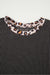 Carbon Grey Leopard Patchwork Edge Twisted Rib T Shirt and Cropped Pants Set