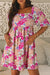 Rose Summer Floral Square Neck Puff Sleeve Babydoll Dress