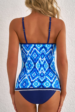 Navy Blue Abstract Imprimer des bracelets Spaghetti Spaghetti Set Tankini Set