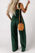 Black Smocked Sleeveless Wide Leg Jumpsuit with Pockets