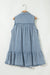 Beau Blue Bowknot Neck sin mangas con volantes Vestido de chambray