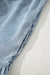 Beau Blue Bowknot Neck sin mangas con volantes Vestido de chambray