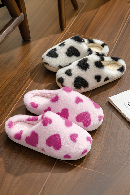 Pantofole fuzzy invernali a forma di cuore rosso fuoco di San Valentino