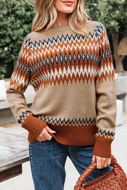 Khaki Aztec Stampa colorblock Equipa