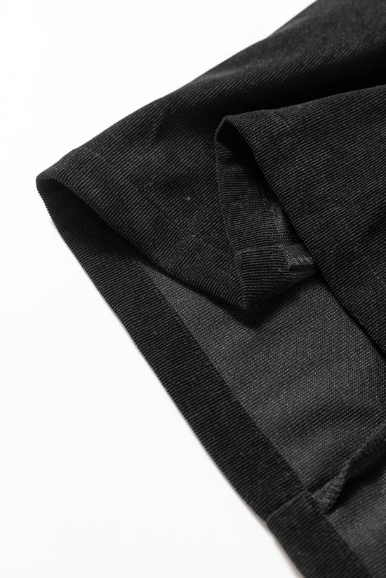 Oatmeal Corduroy Half Button Collared Long Sleeve Mini Dress