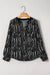 Black Abstract Printed V Neck Fall Blouse