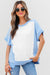 Bloque de color azul cielo Bloque de costura expuesta Camiseta Camiseta