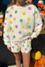 Ensemble short et pull à épaules tombantes imprimé à pois multicolore avec cordon de serrage
