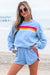 Beau Beau Blue Striped Accent Pullover et Short Two Piece Two Piece Casual Set