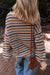 Maglione al collo rotondo a goccia a goccia a strisce multicolore