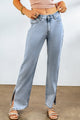 Sky Blue High Rise Slit Anklet Flare Jeans