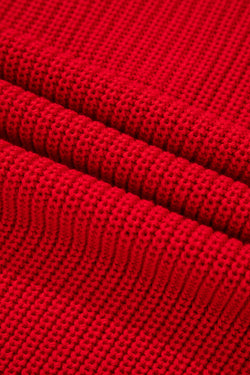 Racing Red Red Solid testuriti a maglia a gocce per goccia a V sul collo a V.