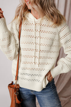 Maglione con cappuccio con cappuccio con cappuccio di punta a maglia bianca
