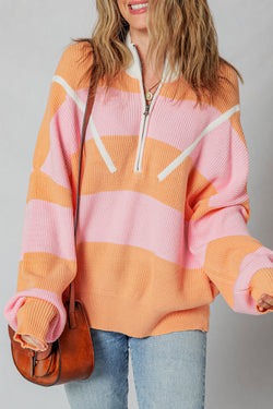 Stripe arancione collock mezza maglione oversize