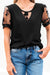 T-shirt à col état-pied en dentelle Black Flora