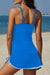 Sky Blue Fery Tribal Floral Stampa in pizzo su un costume da bagno con un pezzo