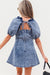 Abito in denim a manica a soffio blu scuro