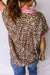 Leopard Print Contrasted Trim Animal Short Sleeve Shirt