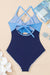 Beau blue ric rac trim ha contrastato patchwork contrastante costume da bagno